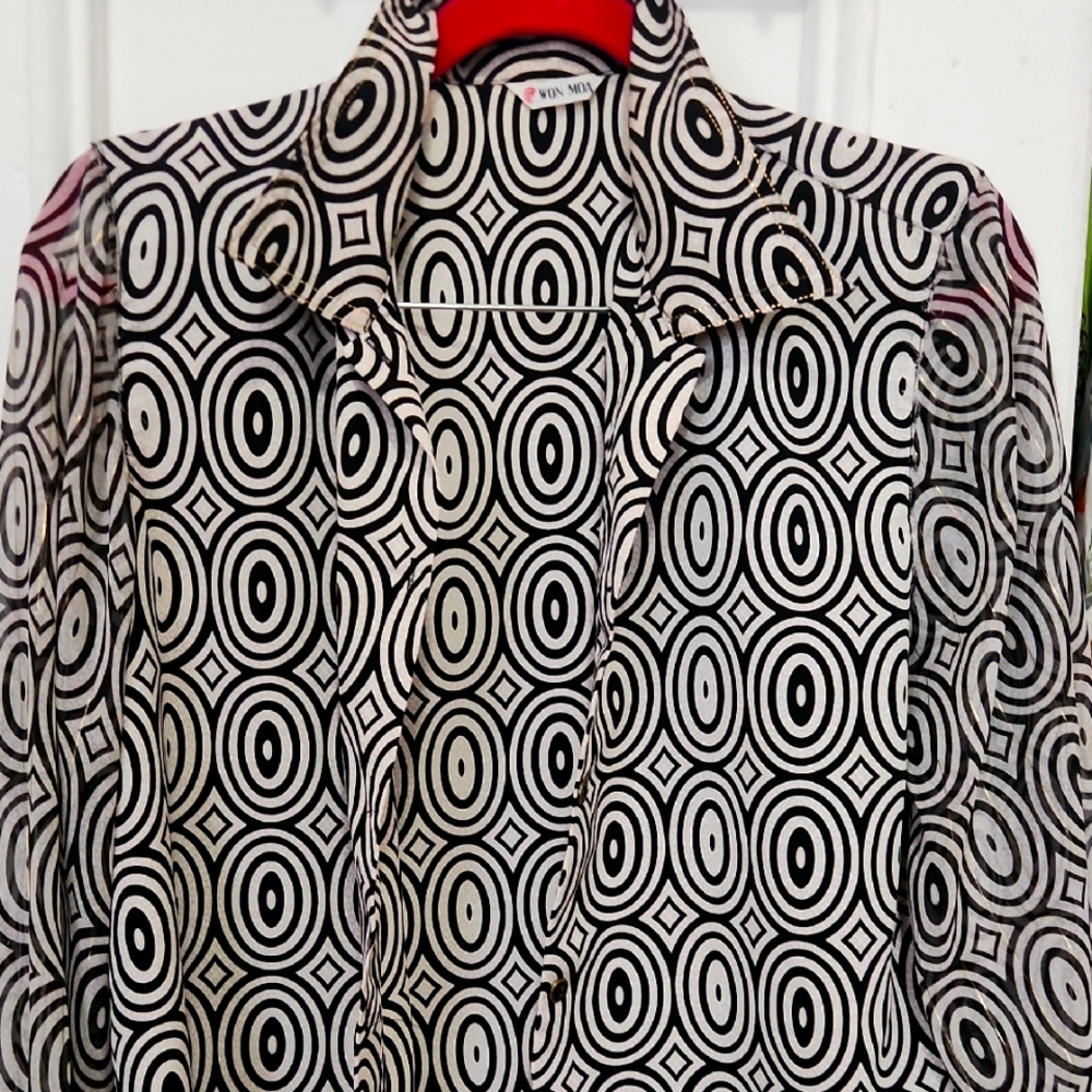 Black and White Geometric Patterned Shirt